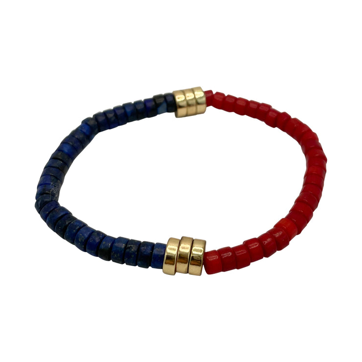 US Lapis+Coral+Gold Plated Cord