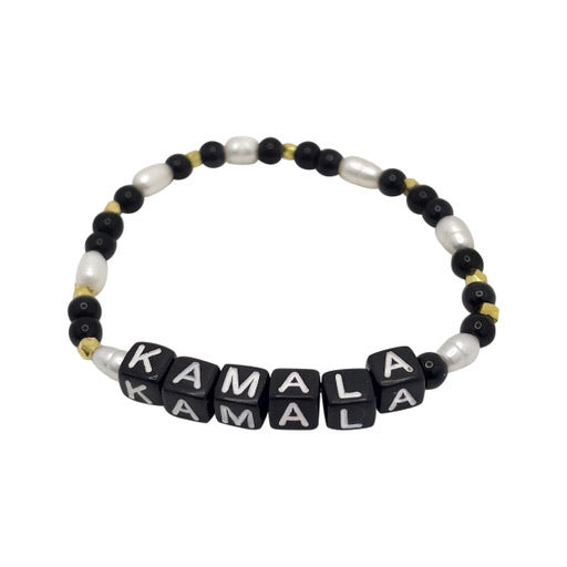 Kamala Freshwater Pearl + Black Jade+ Gold Vermeil Black Cord