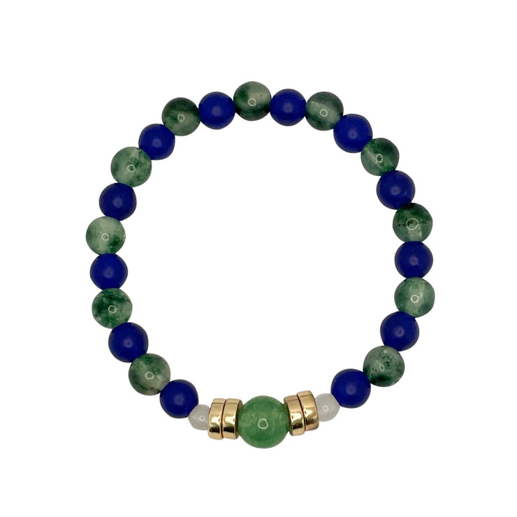 The 12 Blue+Green+White Jade Cord