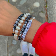 Kamala Freshwater Pearl + Black Jade+ Gold Vermeil Black Cord