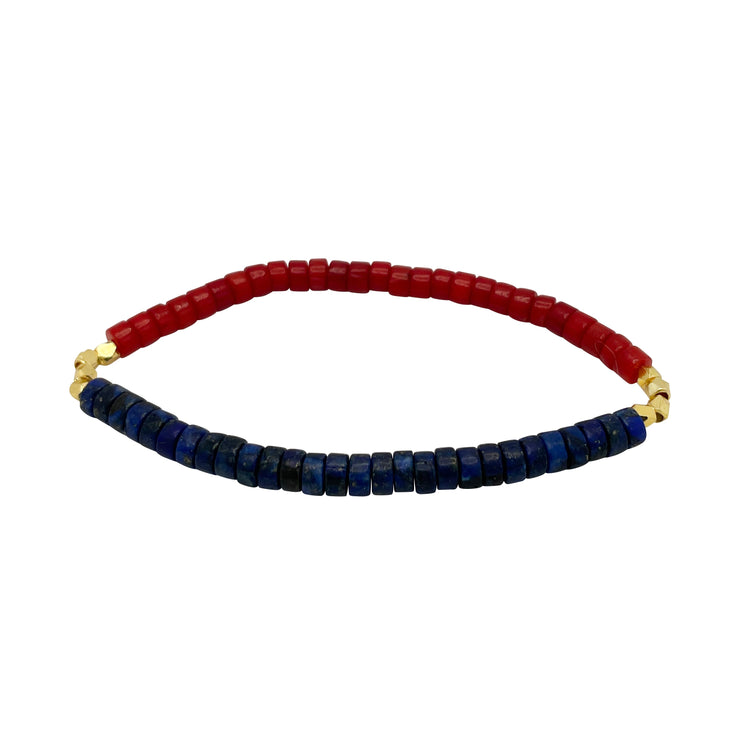 US Lapis+Coral+Gold Plated Diamond Cut Cord #2